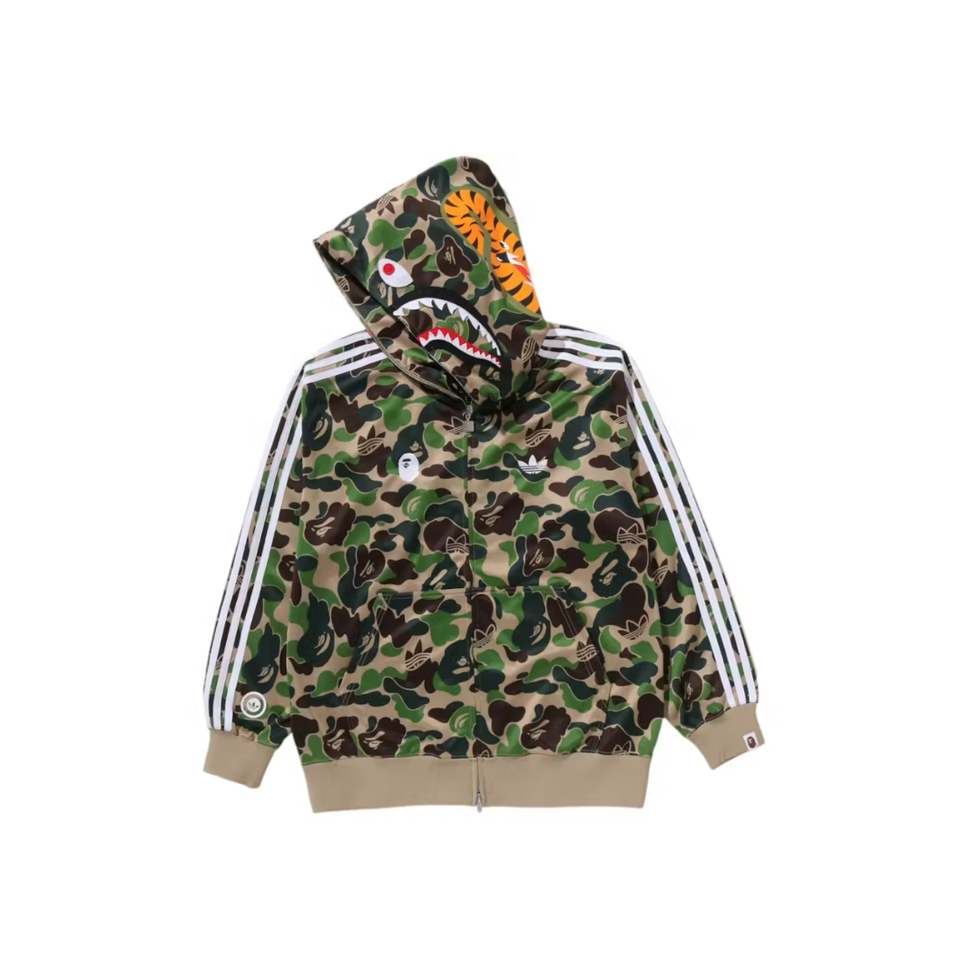 adidas x BAPE Relaxed Fit Track Camo Shark Full Zip Hoodie Green