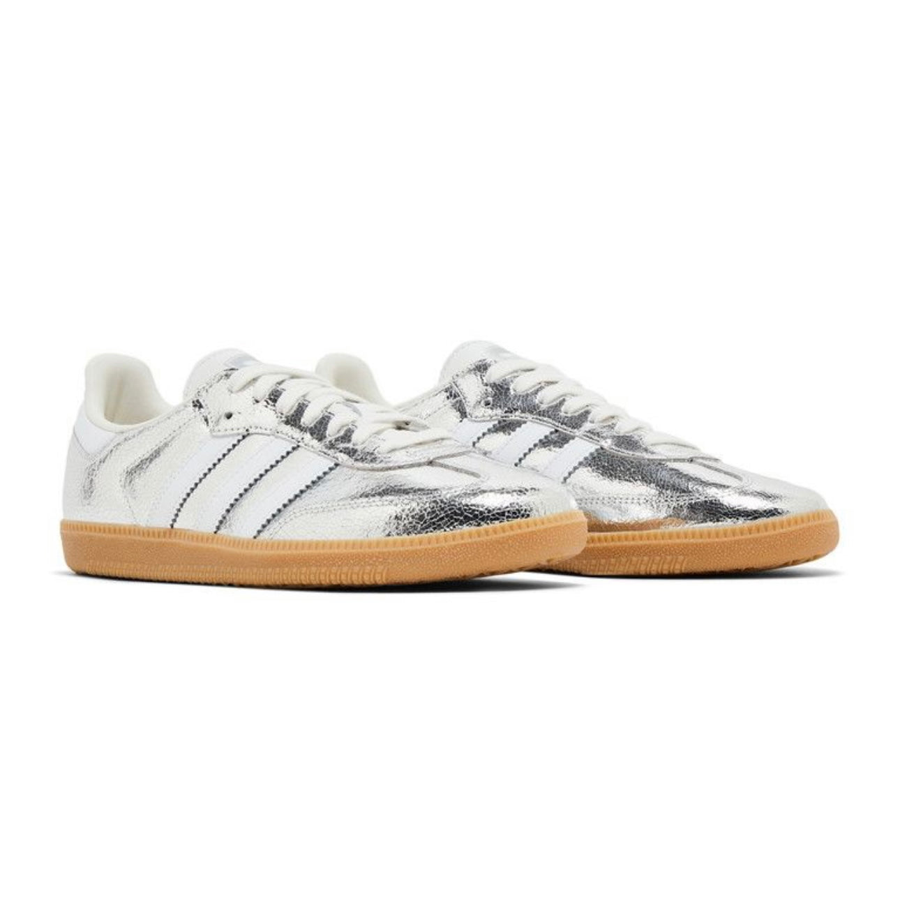ADIDAS SAMBA OG - SILVER METALLIC CRACKED LEATHER