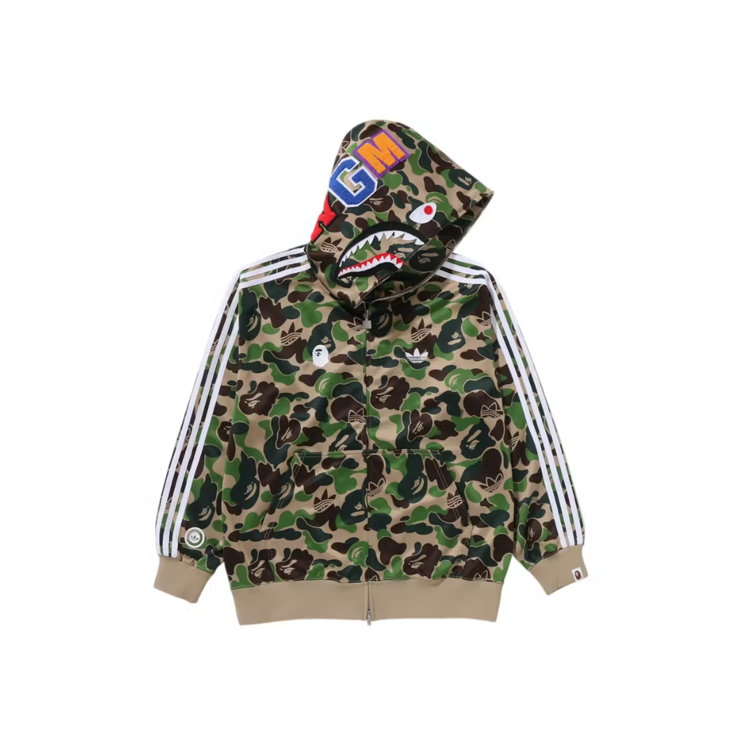 adidas x BAPE Relaxed Fit Track Camo Shark Full Zip Hoodie Green