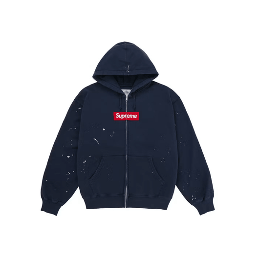 Supreme MM6 Maison Margiela Box Logo Zip Up Hooded Sweatshirt Navy