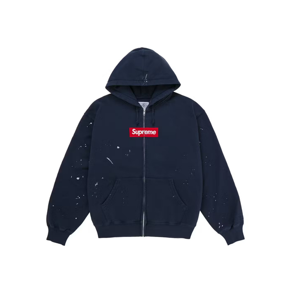 Supreme MM6 Maison Margiela Box Logo Zip Up Hooded Sweatshirt Navy