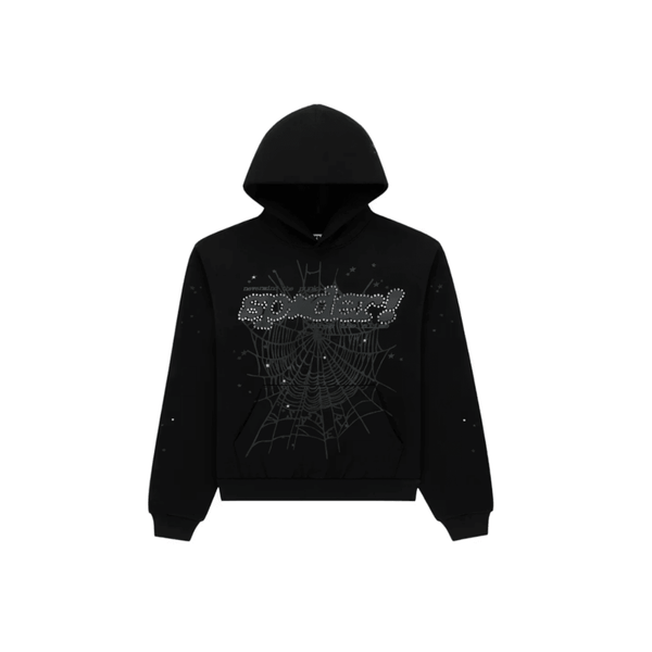 Sp5der Rhinestone Punk V2 Hoodie Black