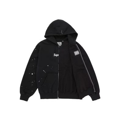 Supreme MM6 Maison Margiela Box Logo Zip Up Hooded Sweatshirt Black