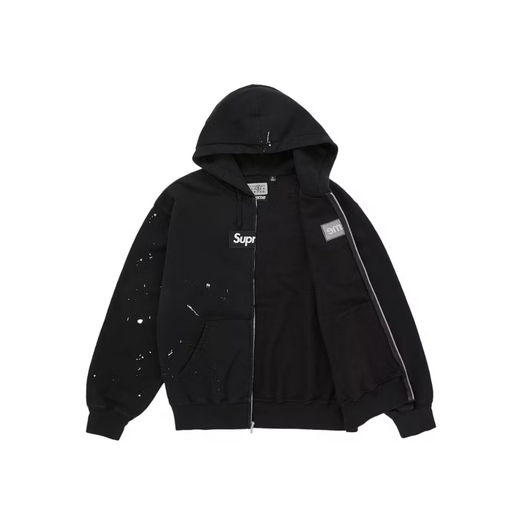 Supreme MM6 Maison Margiela Box Logo Zip Up Hooded Sweatshirt Black