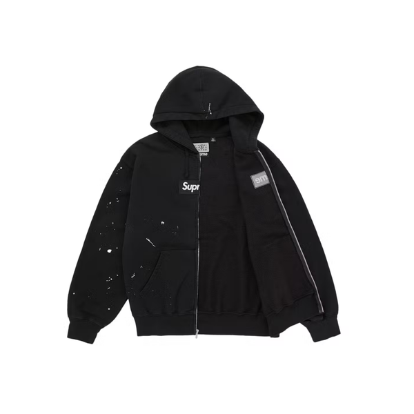 Supreme MM6 Maison Margiela Box Logo Zip Up Hooded Sweatshirt Black
