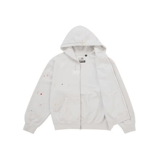 Supreme MM6 Maison Margiela Box Logo Zip Up Hooded Sweatshirt White