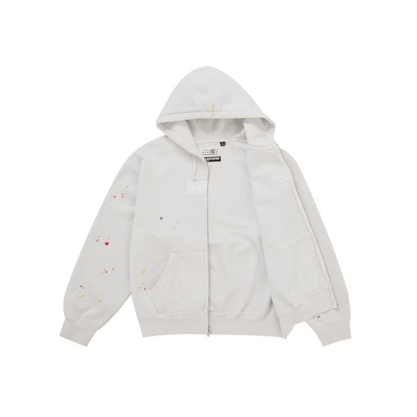 Supreme MM6 Maison Margiela Box Logo Zip Up Hooded Sweatshirt White