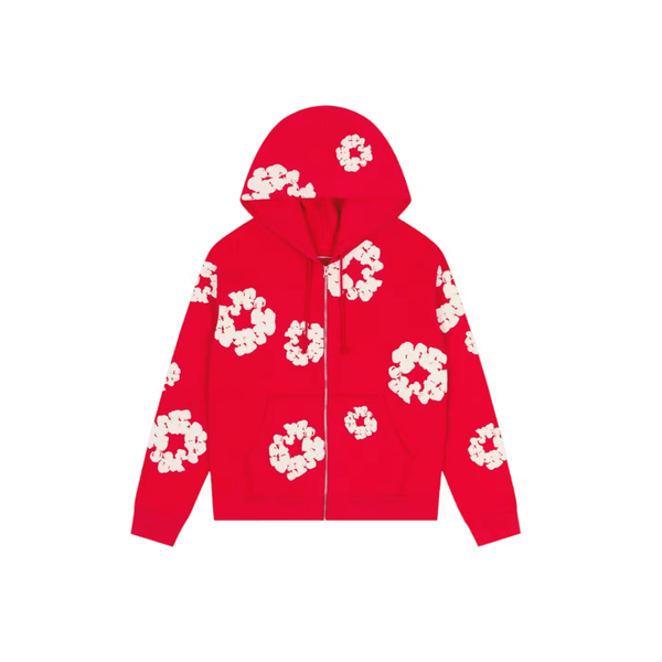 Denim Tears Cotton Wreath Zip Hoodie Red