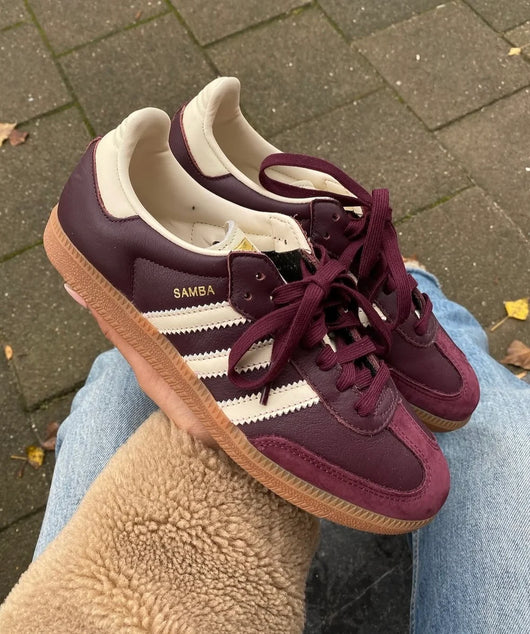 adidas Samba OG Maroon Gold Metallic (Women's)