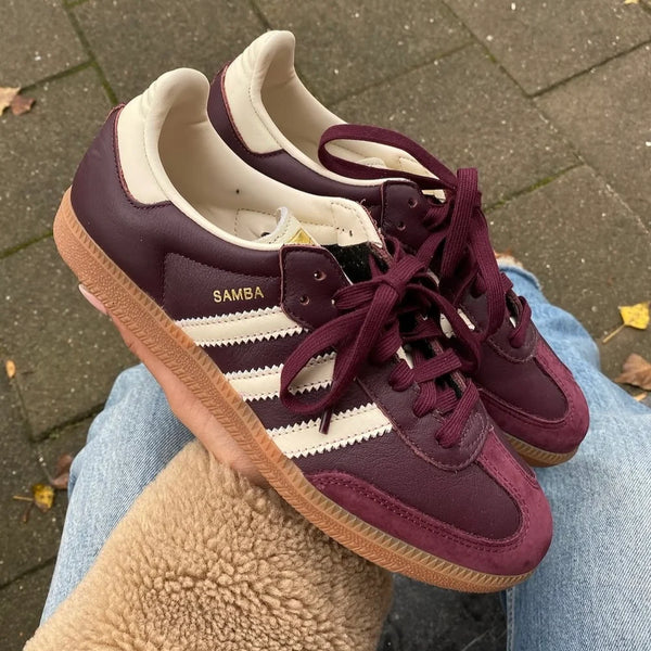 adidas Samba OG Maroon Gold Metallic (Women's)