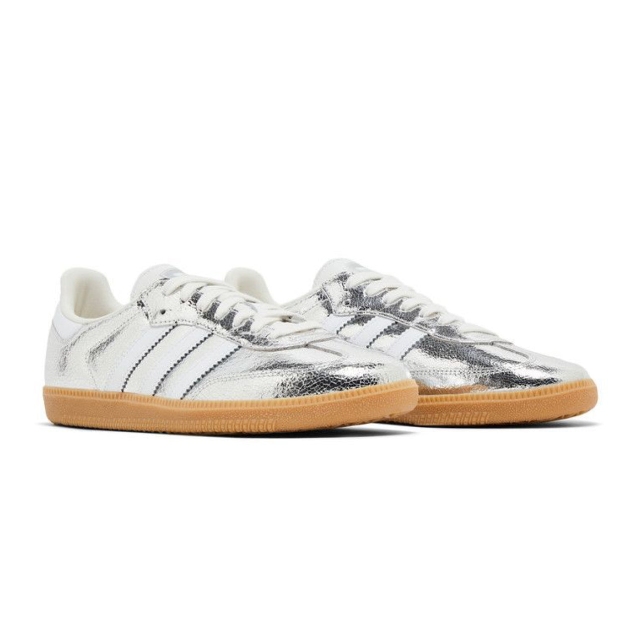 adidas Samba OG Silver Metallic Cracked Leather (Women's)