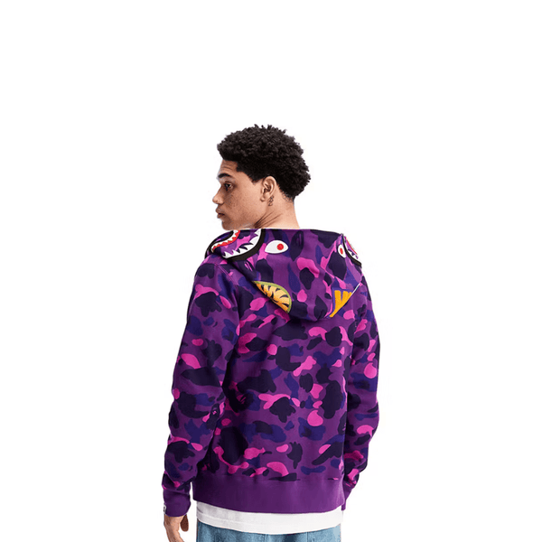 BAPE Color Camo Shark Full Zip Hoodie Purple