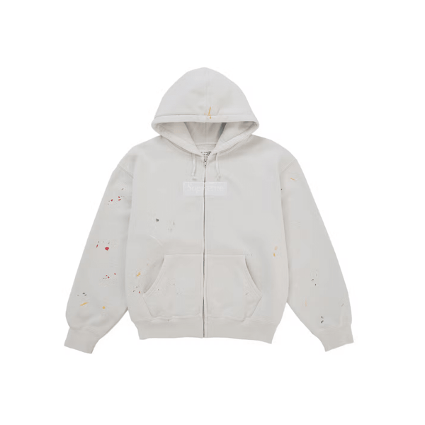 Supreme MM6 Maison Margiela Box Logo Zip Up Hooded Sweatshirt White