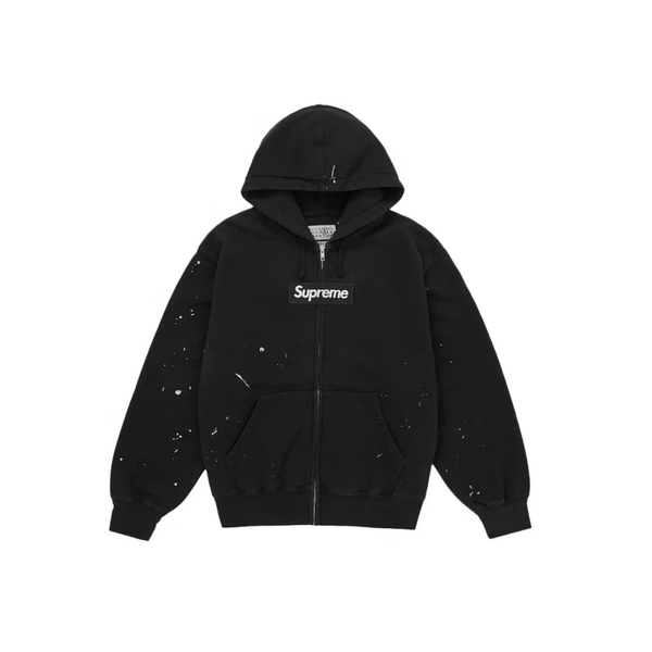 Supreme MM6 Maison Margiela Box Logo Zip Up Hooded Sweatshirt Black