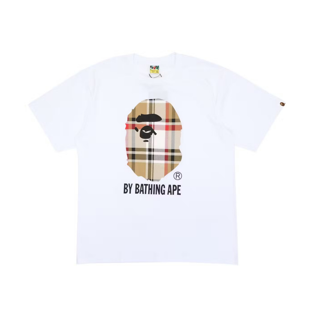 BAPE A Bathing Ape Check by Bathing Tee White/Beige