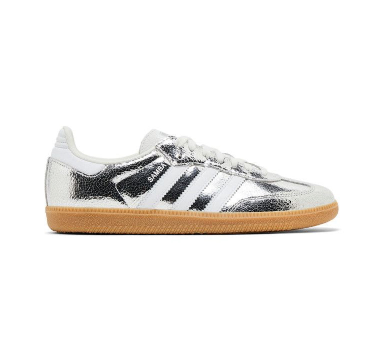 adidas Samba OG Silver Metallic Cracked Leather (Women's)