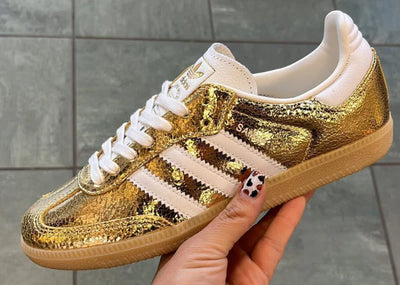 adidas Samba OG Gold Metallic Cracked Leather (Women's)