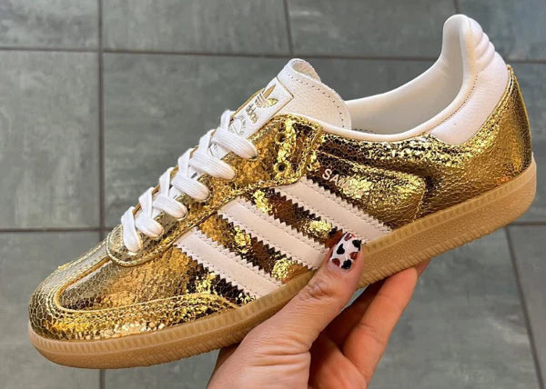 adidas Samba OG Gold Metallic Cracked Leather (Women's)