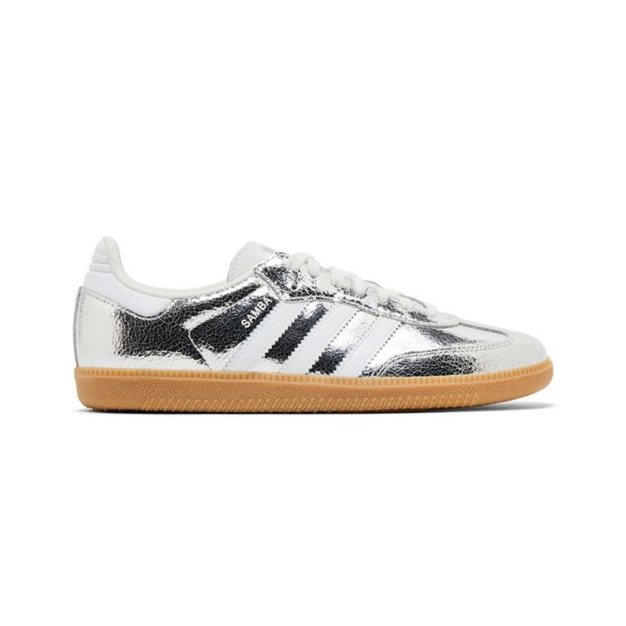 ADIDAS SAMBA OG - SILVER METALLIC CRACKED LEATHER