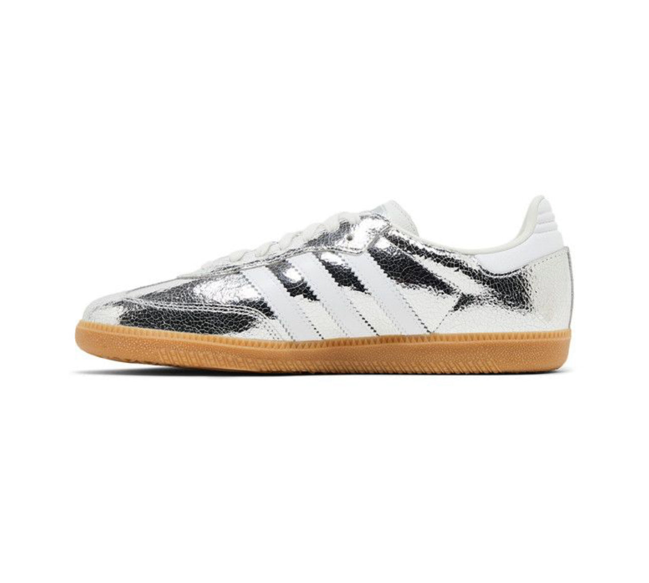 adidas Samba OG Silver Metallic Cracked Leather (Women's)