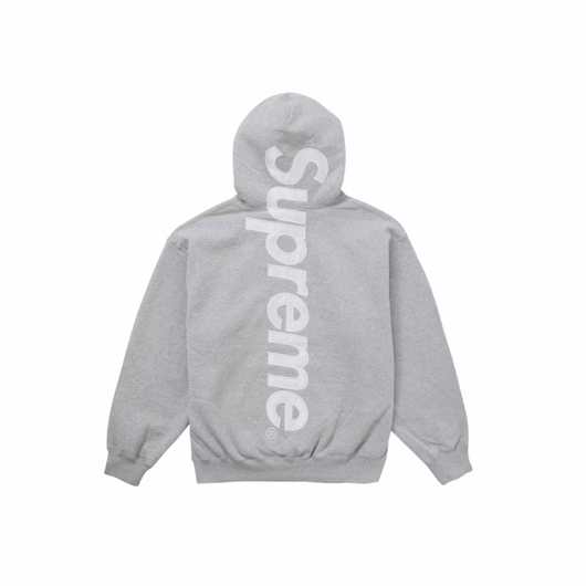 Supreme Satin Applique Hooded Sweatshirt (FW24) Heather Grey