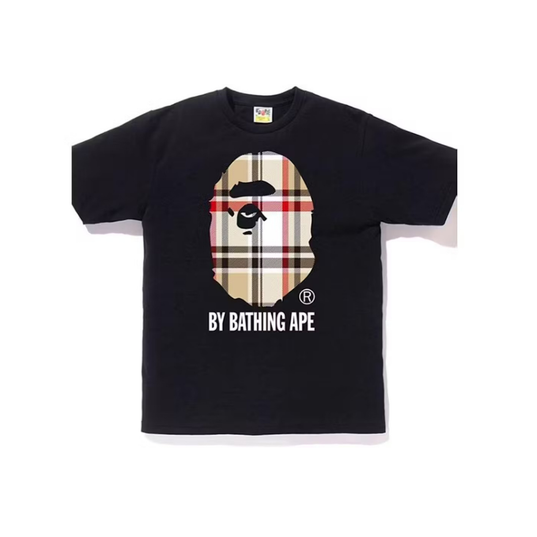 BAPE A Bathing Ape Check by Bathing Tee Black/Beige