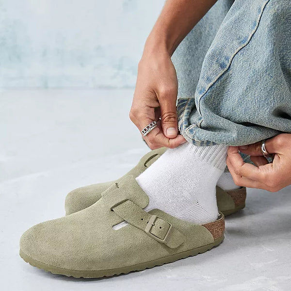 Birkenstock Boston Suede Faded Khaki