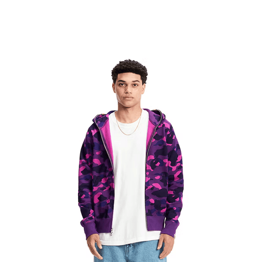 BAPE Color Camo Shark Full Zip Hoodie Purple
