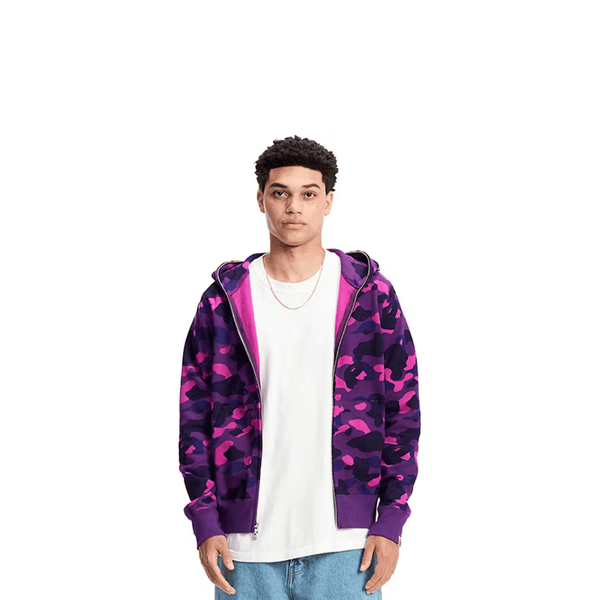 BAPE Color Camo Shark Full Zip Hoodie Purple