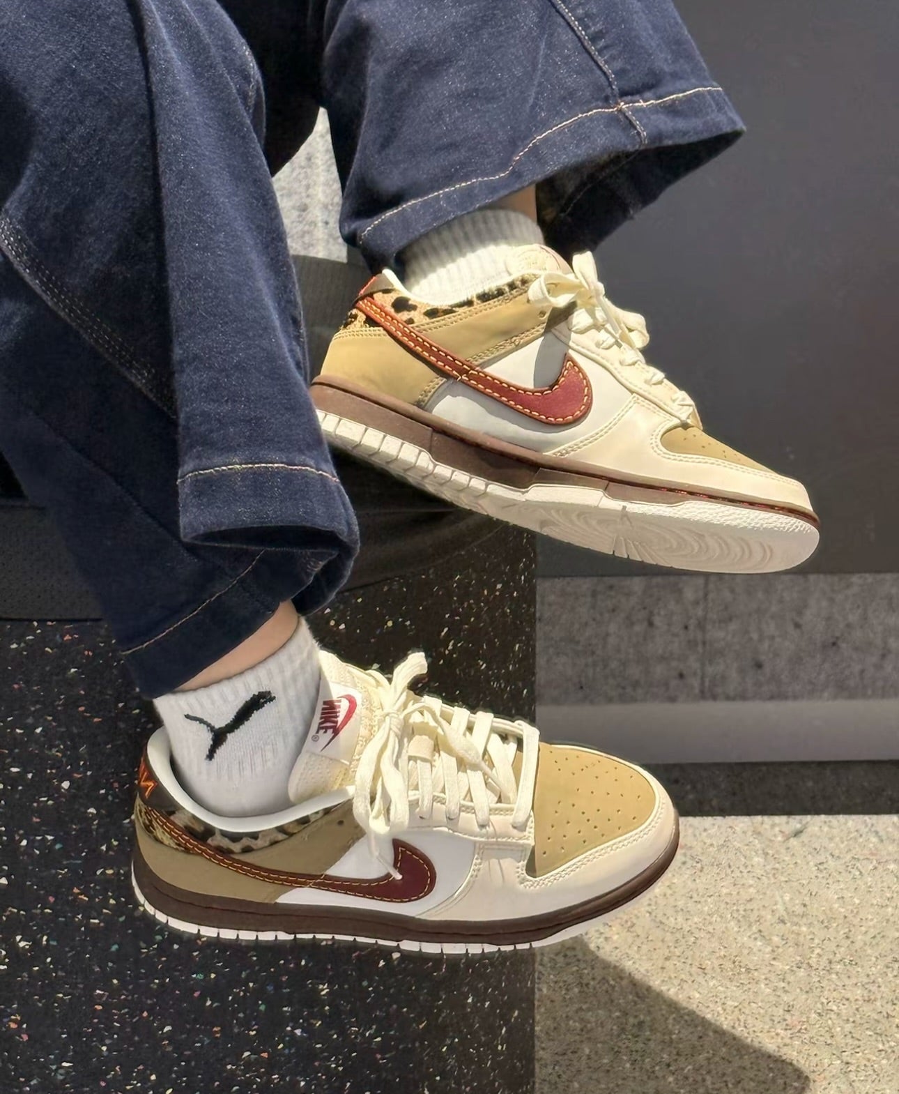 Nike Dunk Low Retro Khaki Team Red Pearl White