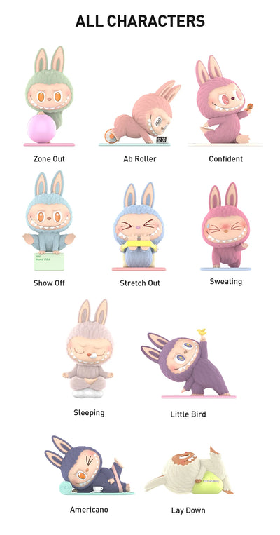 Pop Mart Labubu The Monsters Lazy Yoga Series Figures Sealed Case